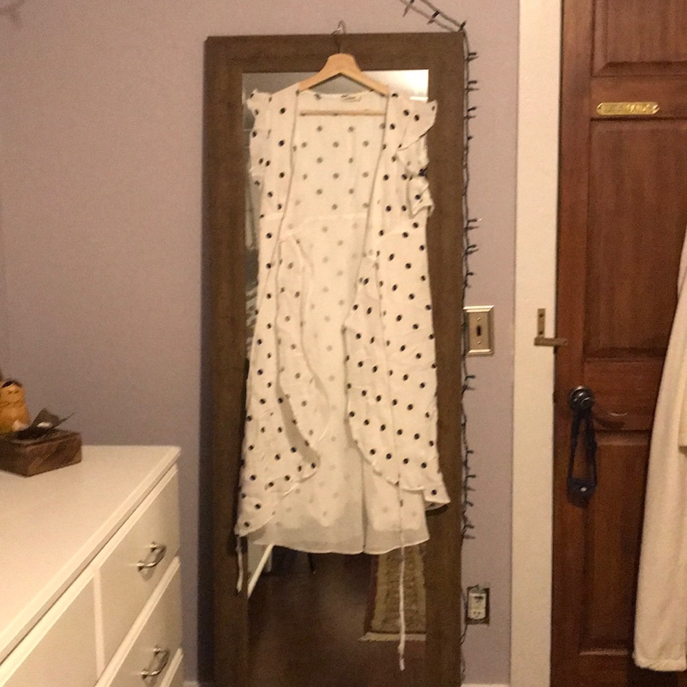 Long tie up swimsuit polka dot cover up